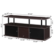 Pemberly Row TV Stand with Three Storage Cabinets and Shelf in Espresso Wood