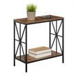 Pemberly Row Chairside End Table w/Charging Station and Shelf in Nutmeg Wood