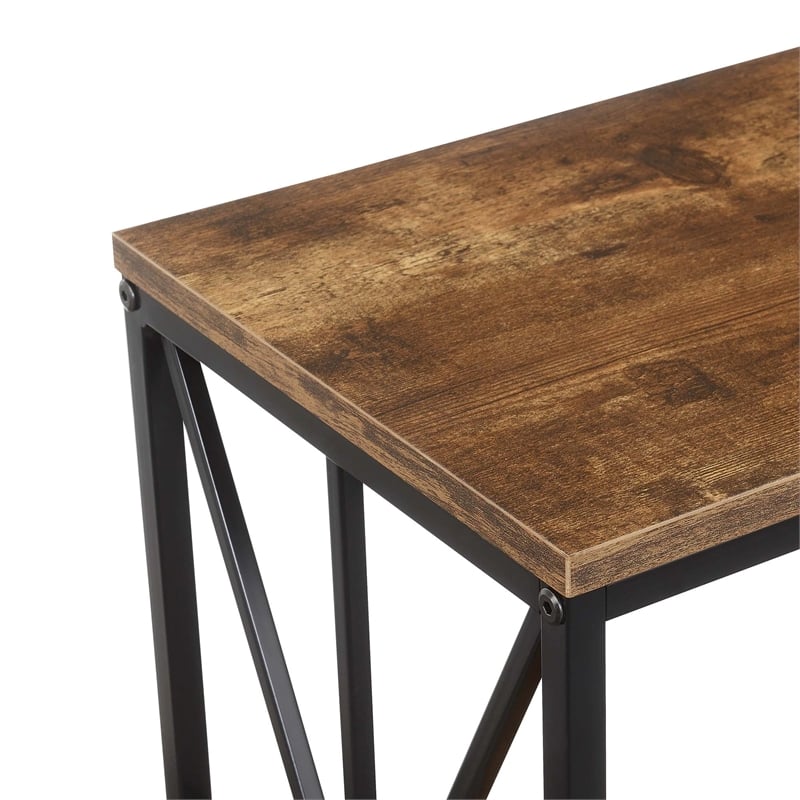 Pemberly Row Chairside End Table w/Charging Station and Shelf in Nutmeg Wood