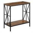 Pemberly Row Chairside End Table w/Charging Station and Shelf in Nutmeg Wood
