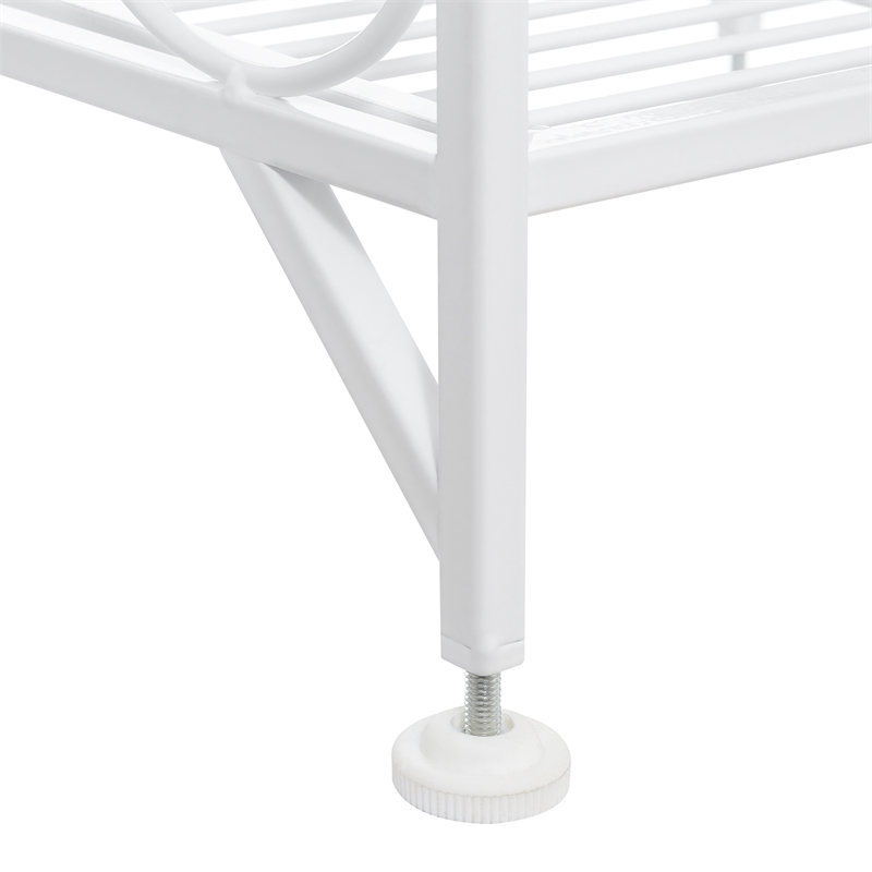 Pemberly Row Five-Tier Folding Metal Shelf with Scroll Design in White Metal