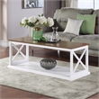 Pemberly Row Coffee Table with Shelf in White Wood Finish with Driftwood Top