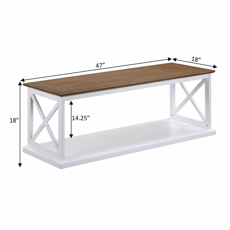 Pemberly Row Coffee Table with Shelf in White Wood Finish with Driftwood Top