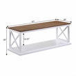 Pemberly Row Coffee Table with Shelf in White Wood Finish with Driftwood Top