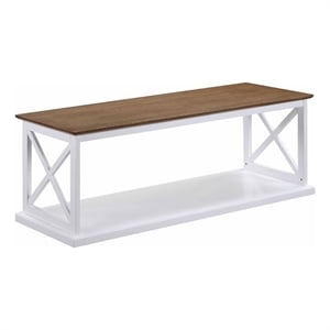 Pemberly Row Coffee Table with Shelf in White Wood Finish with Driftwood Top