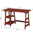 Pemberly Row Trestle Desk w/ Charging Station in Cherry Wood Finish w/ Shelves