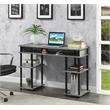 Pemberly Row No-Tools Student Desk with Shelves in Gray Faux Marble Wood Finish