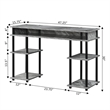 Pemberly Row No-Tools Student Desk with Shelves in Gray Faux Marble Wood Finish