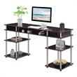 Pemberly Row No-Tools 60-inch Deluxe Student Desk with Shelves in Espresso Wood