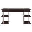 Pemberly Row No-Tools 60-inch Deluxe Student Desk with Shelves in Espresso Wood