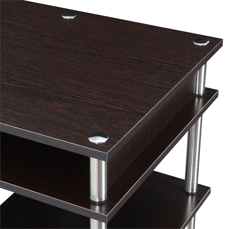 Pemberly Row No-Tools 60-inch Deluxe Student Desk with Shelves in Espresso Wood
