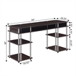 Pemberly Row No-Tools 60-inch Deluxe Student Desk with Shelves in Espresso Wood