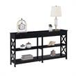 Pemberly Row Two-Drawer 60-inch Console Table with Shelves in Black Wood Finish