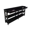 Pemberly Row Two-Drawer 60-inch Console Table with Shelves in Black Wood Finish