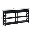 Pemberly Row Two-Drawer 60-inch Console Table with Shelves in Black Wood Finish