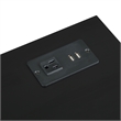 Pemberly Row Two-Drawer End Table with Charging Station and Shelf in Black Wood
