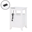 Pemberly Row Two-Drawer End Table with Charging Station and Shelf in White Wood