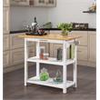 Pemberly Row 3-Tier Butcher Block Kitchen Prep Island with Drawer- White Wood