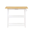 Pemberly Row 3-Tier Butcher Block Kitchen Prep Island with Drawer- White Wood