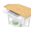 Pemberly Row 3-Tier Butcher Block Kitchen Prep Island with Drawer- White Wood