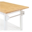Pemberly Row 3-Tier Butcher Block Kitchen Prep Island with Drawer- White Wood