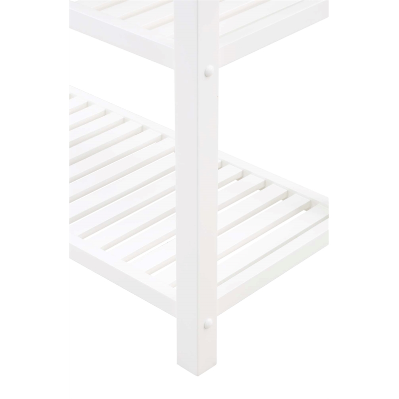 Pemberly Row 3-Tier Butcher Block Kitchen Prep Island with Drawer- White Wood