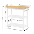 Pemberly Row 3-Tier Butcher Block Kitchen Prep Island with Drawer- White Wood