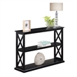 Pemberly Row Console Table w/ Shelves in Black Wood Finish w/ 