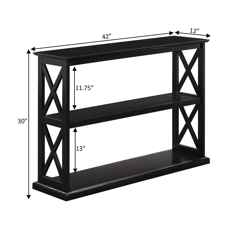 Pemberly Row Console Table w/ Shelves in Black Wood Finish w/ 