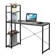 Pemberly Row Office Workstation with Charging Station and Shelves in Gray Wood