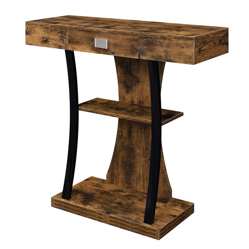Pemberly Row One-Drawer Harri Console Table with Shelves in Nutmeg Wood Finish