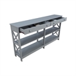 Pemberly Row Two-Drawer 60-inch Console Table with Shelves in Gray Wood Finish