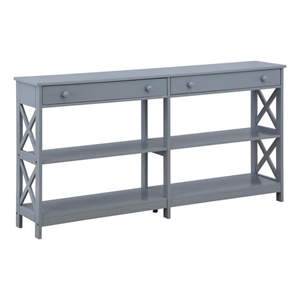 Pemberly Row Two-Drawer 60-inch Console Table with Shelves in Gray Wood Finish