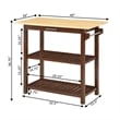Pemberly Row Three-Tier Butcher Block Kitchen Island w/Drawer in Espresso Wood