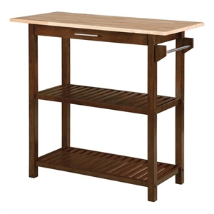 Pemberly Row Three-Tier Butcher Block Kitchen Island w/Drawer in Espresso Wood