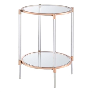 Pemberly Row Two-Tier Clear Acrylic Glass End Table with Gold and Chrome Frame