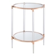 Pemberly Row Two-Tier Clear Acrylic Glass End Table with Gold and Chrome Frame