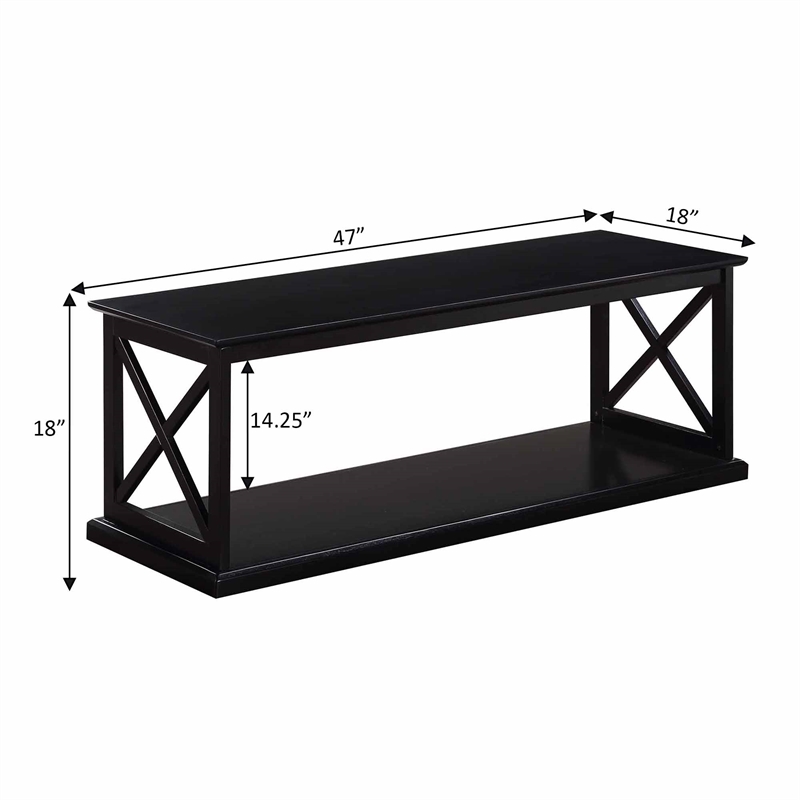 Pemberly Row Coffee Table with Shelf in Black Wood Finish with 