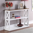 Pemberly Row Console Table with Shelves in White Wood Frame with Driftwood Top