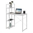 Pemberly Row Office Workstation with Shelves in White Wood Finish & Metal Frame