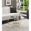 Pemberly Row Two-Tier Clear Acrylic Glass Coffee Table with Gold & Chrome Frame