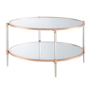 Pemberly Row Two-Tier Clear Acrylic Glass Coffee Table with Gold & Chrome Frame
