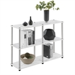 Pemberly Row No-Tools Console Table w/ Shelves in White Faux Marble Wood Finish