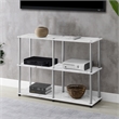 Pemberly Row No-Tools Console Table w/ Shelves in White Faux Marble Wood Finish