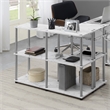 Pemberly Row No-Tools Console Table w/ Shelves in White Faux Marble Wood Finish