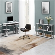 Pemberly Row No-Tools Console Table w/ Shelves in White Faux Marble Wood Finish