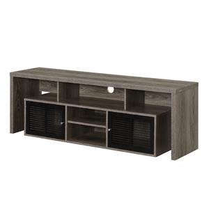 Pemberly Row 60-inch TV Stand w/ Storage Cabinets & Shelves in Gray Wood Finish
