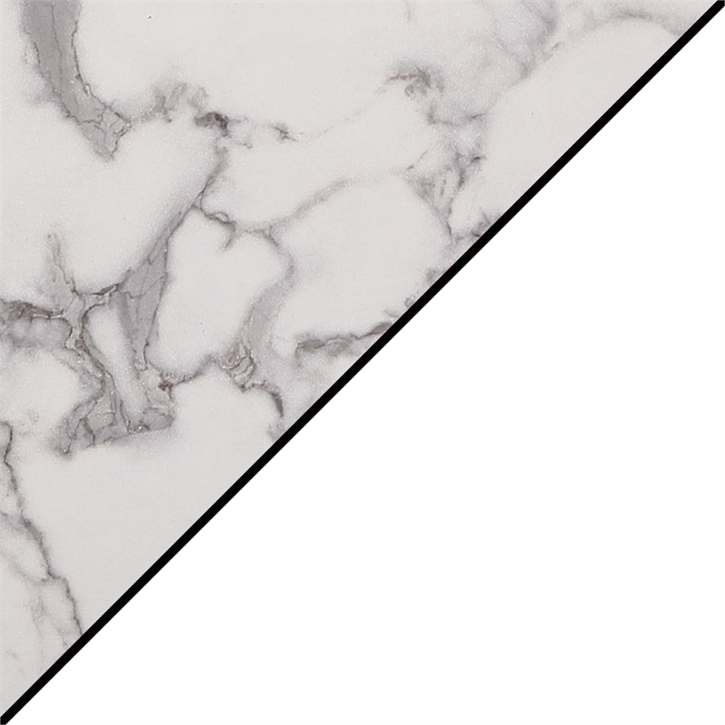 Pemberly Row 1-Drawer Console Table w/ Shelves in White Wood w/ Faux Marble Top