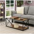 Pemberly Row Coffee Table with Shelf in Nutmeg Wood Finish and Black Metal Frame