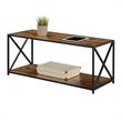 Pemberly Row Coffee Table with Shelf in Nutmeg Wood Finish and Black Metal Frame